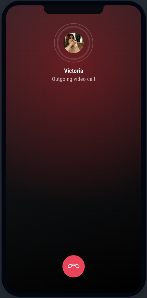 Zivazi outgoing video call screen